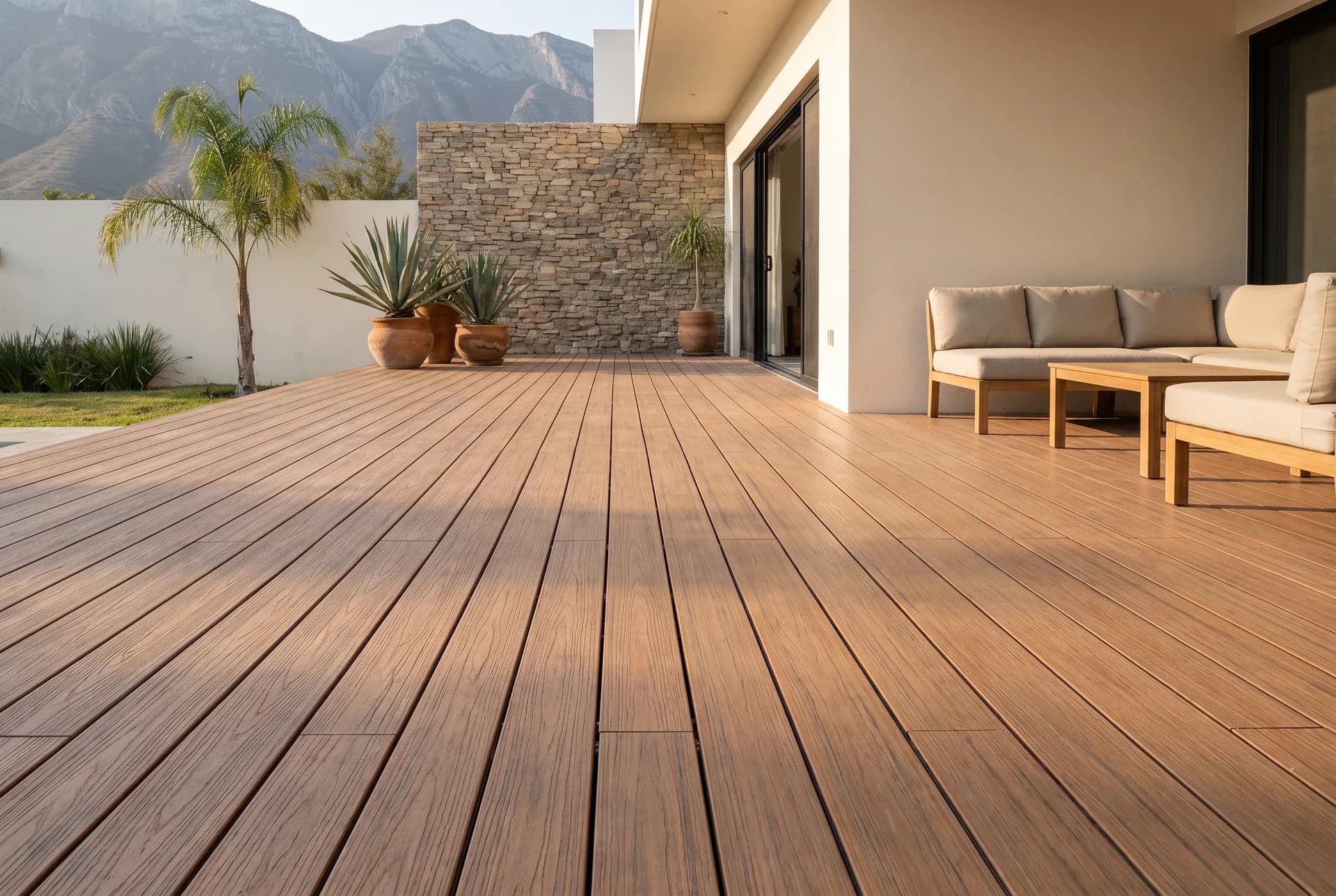 Terraza con Deck Sólido en Teka