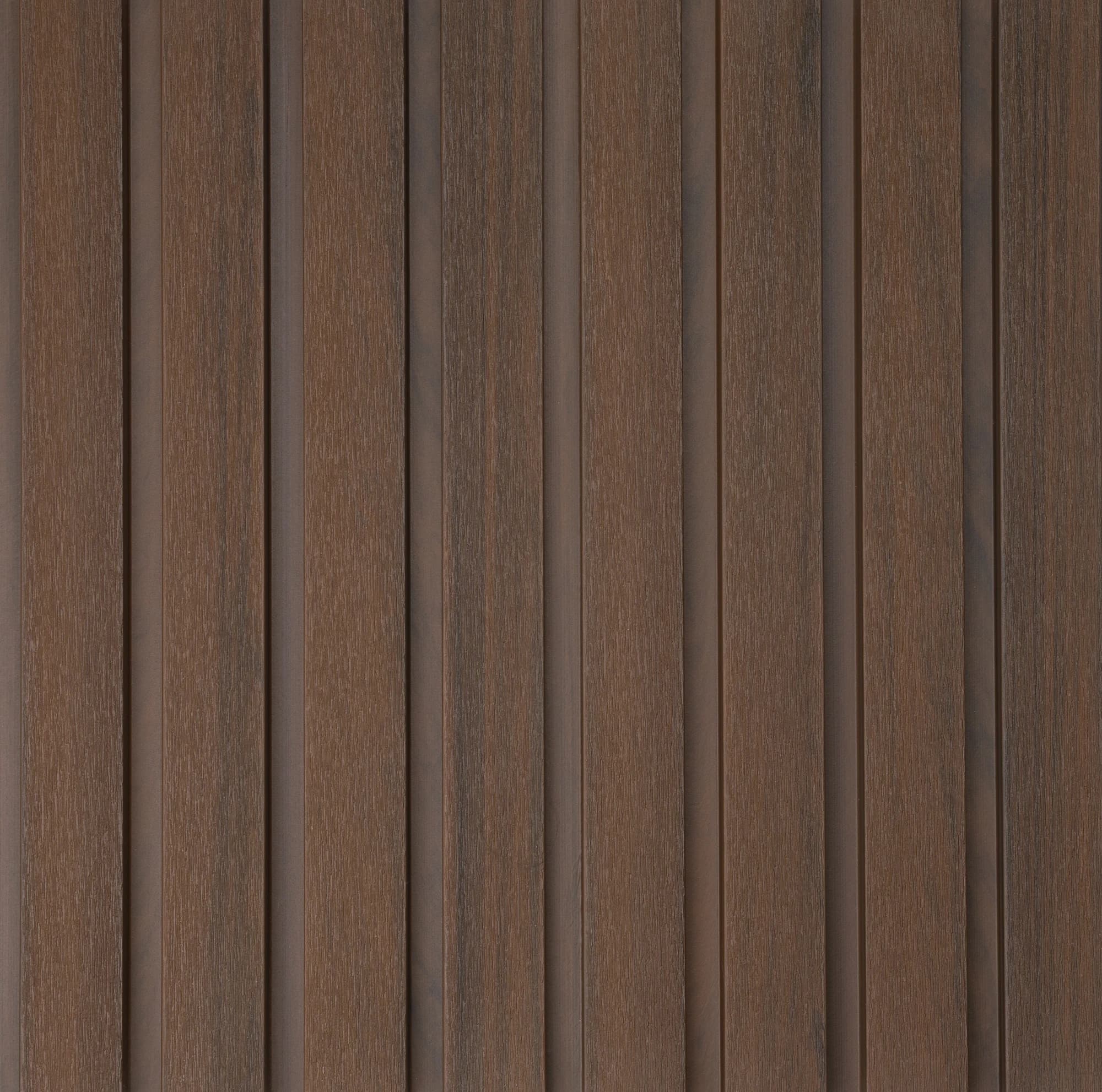 Close-up of a IPE WPC grooved panel with vertical grooves