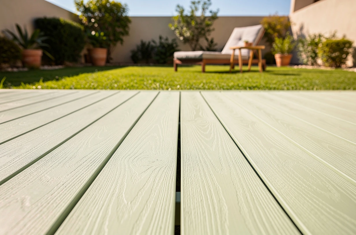 Deck WPC de Extrutech en una terraza trasera pequeña